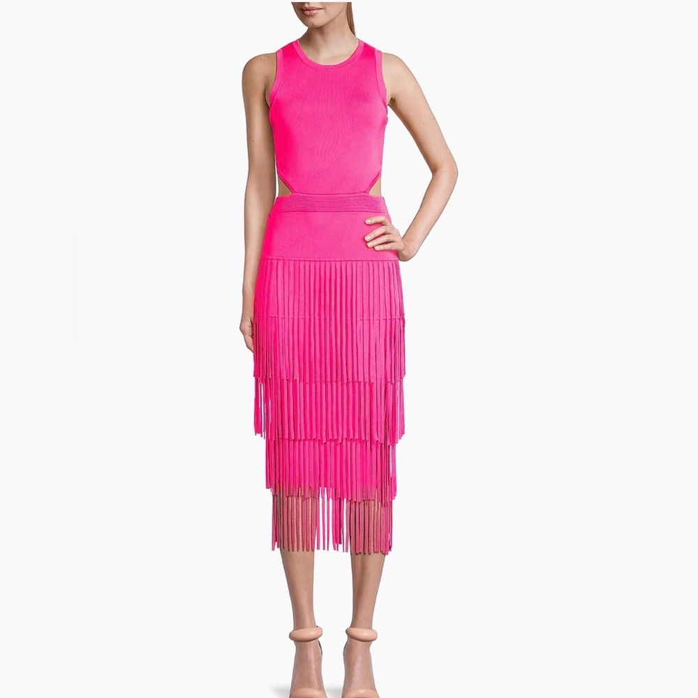 Toccin Jemma Fringe knit midi dress